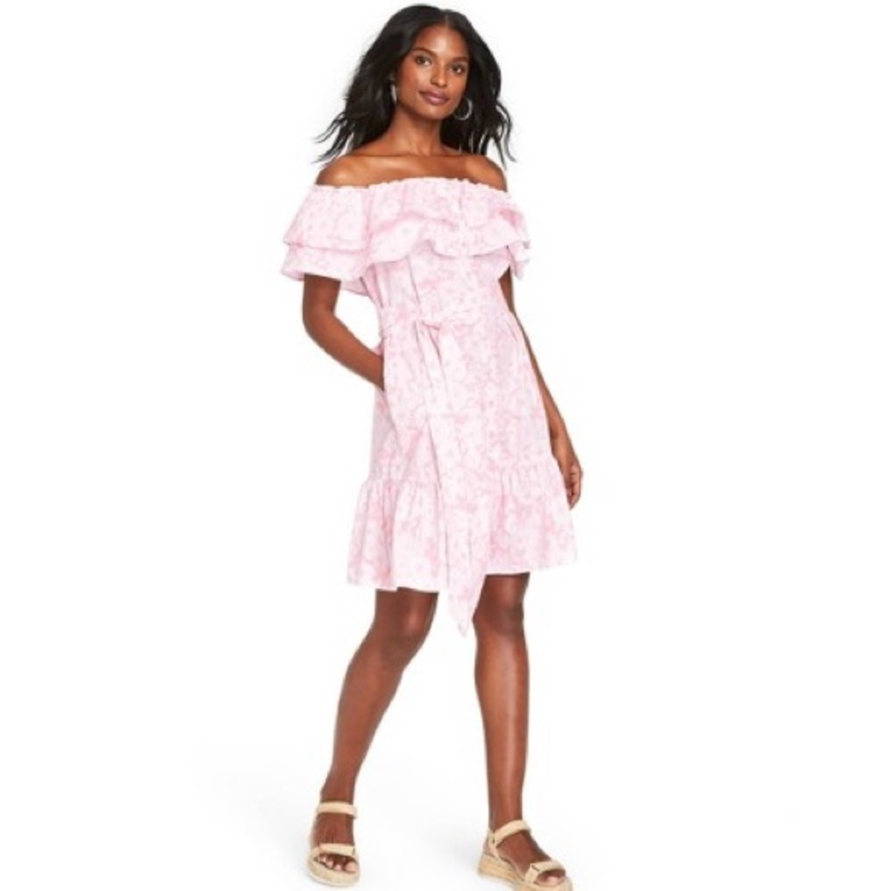 NWT Lisa Marie Fernandez Pink Off Shoulder Dress
